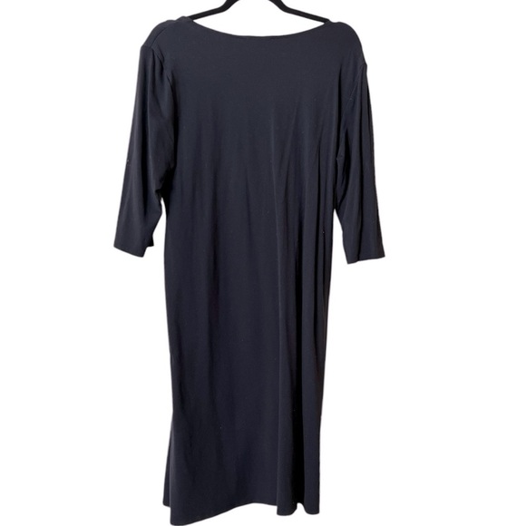 TravelSmith black knit travel dress, 3/4 sleeves, flattering wrap top XLP - Picture 4 of 4